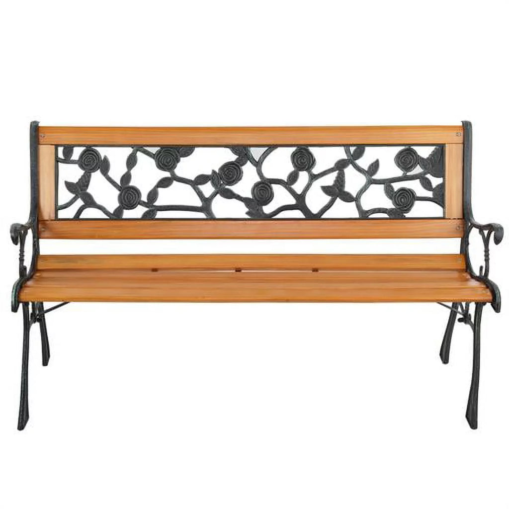 49" Hardwood Cast Iron Garden Bench A177