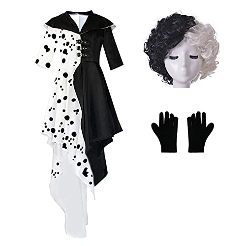 Black White Costume Dress with Gloves H297