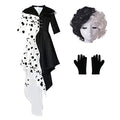 Black White Costume Dress with Gloves H297