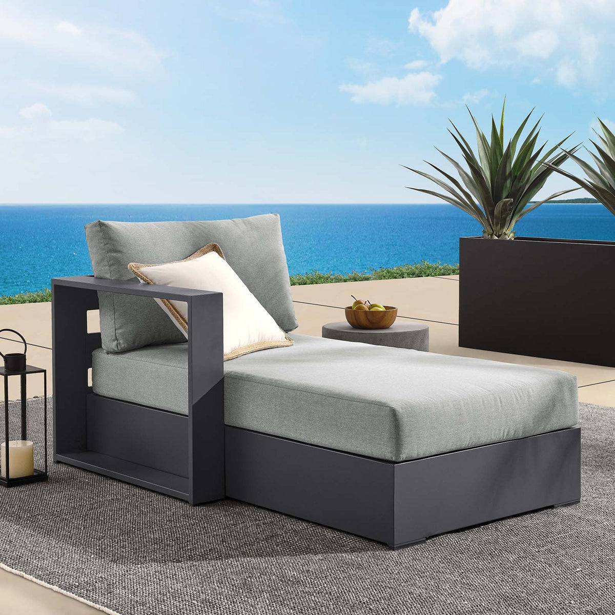 Gray Powder-Coated Aluminum Outdoor Chaise Lounge R31420