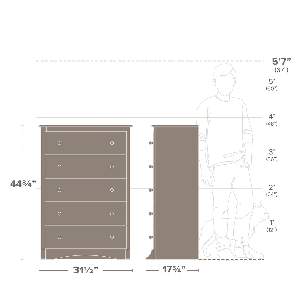 5 Drawer Drifted Gray Chest Dresser X401