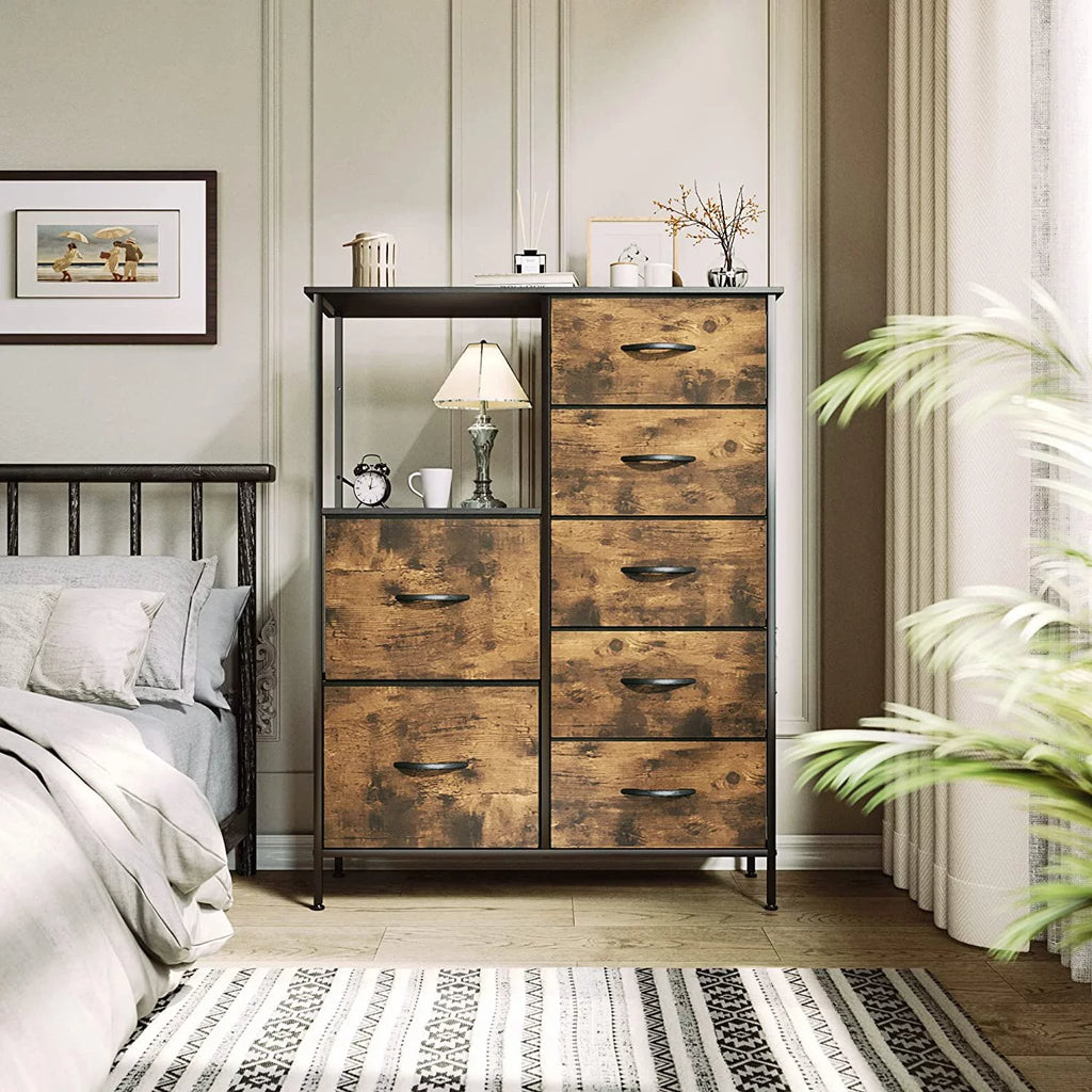 Tall 10 Drawer Fabric Storage Tower Dresser H9301