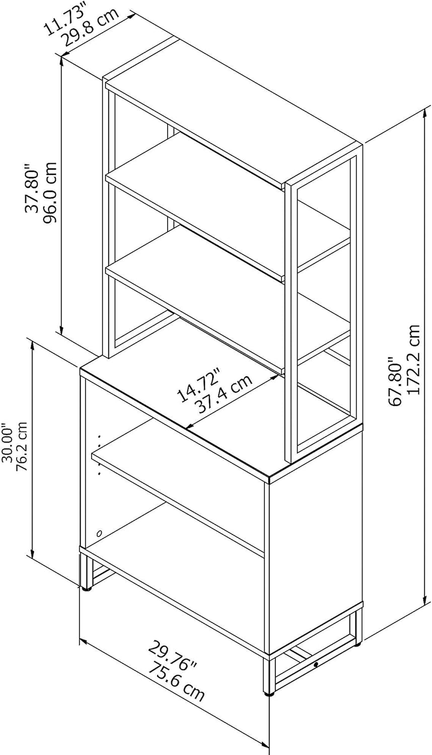 Storm Gray Bookcase with Hutch Y3305