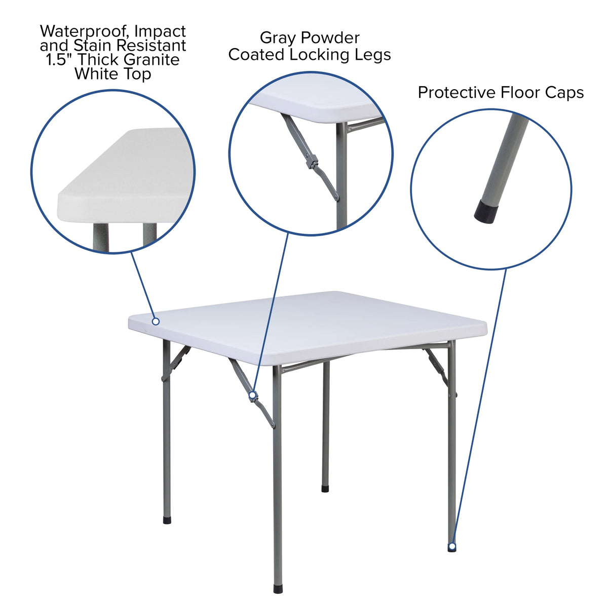 Square Granite White Plastic Folding Table J6381