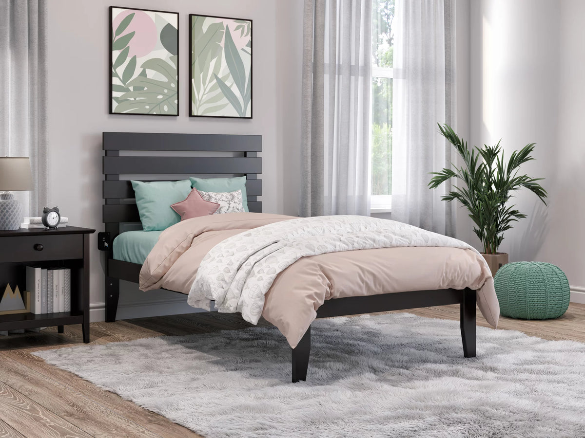 14" Twin Wood Platform Bed Frame with Headboard M67314