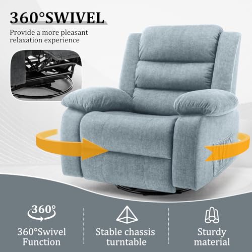 Beige Oversized Swivel Rocking Recliner Chair with Massage and Heat Y3649