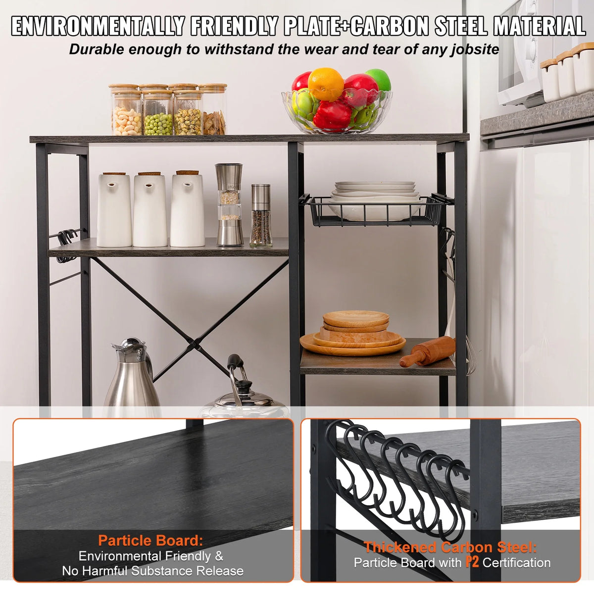 5-Tier Kitchen Bakers Rack with Cabinet S833942