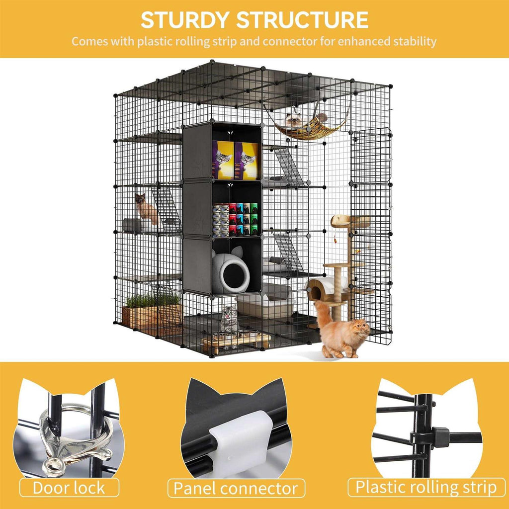 5-Tier Metal Cat Cage with Cube Storage N618