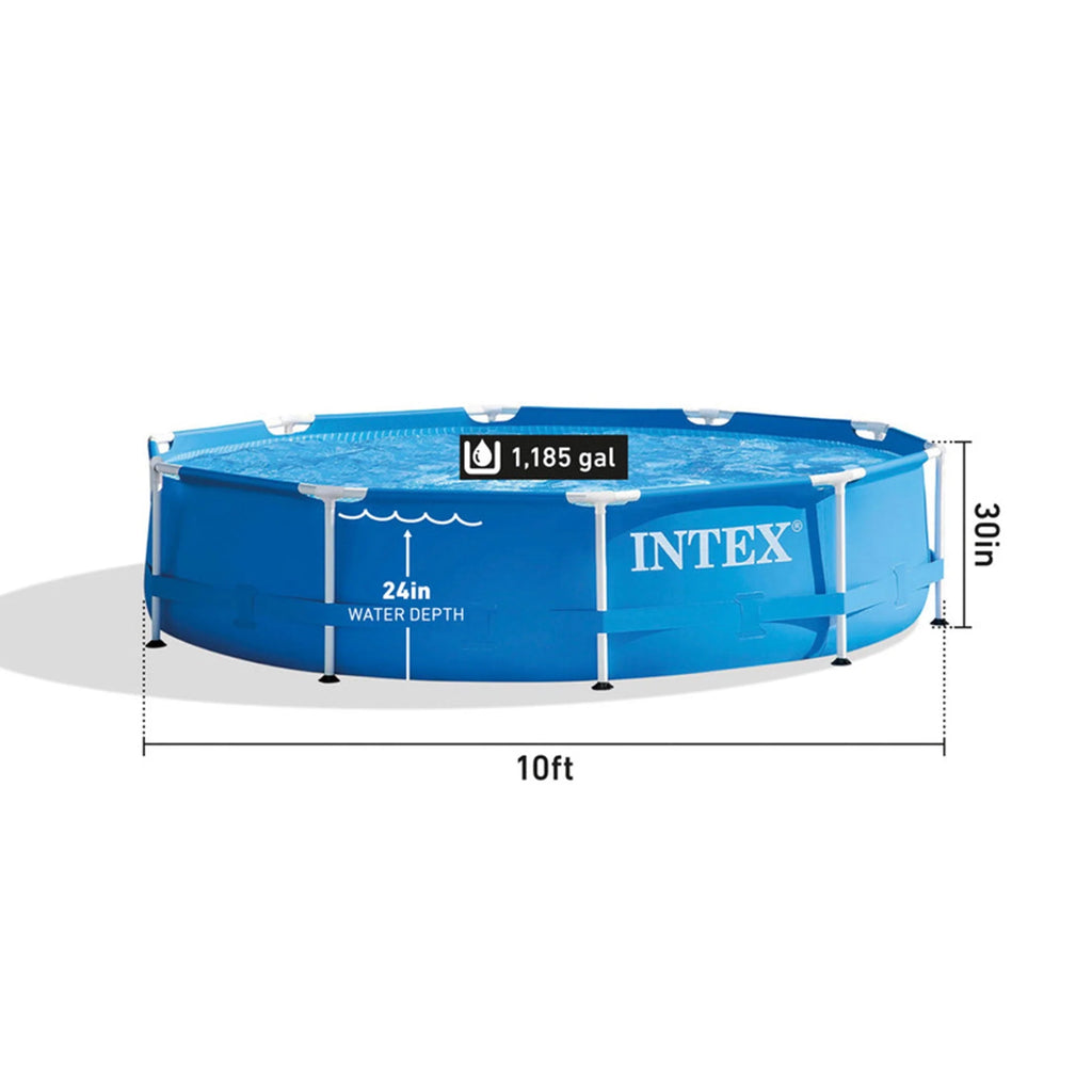 10' x 30 Metal Frame Round Above Ground Swimming Pool with Pump V771335