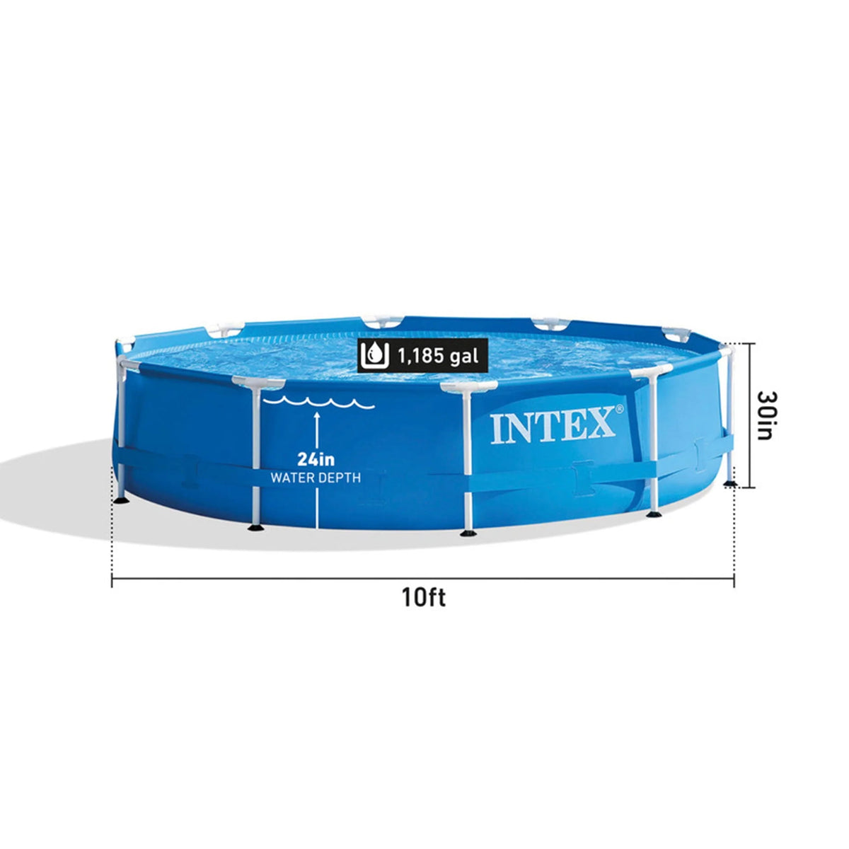 10' x 30 Metal Frame Round Above Ground Swimming Pool with Pump V771335