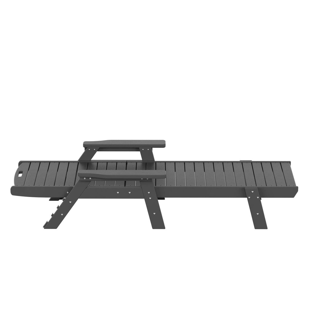 Gray 3-Piece Adirondack Chaise Lounge with Side Table Set W294515