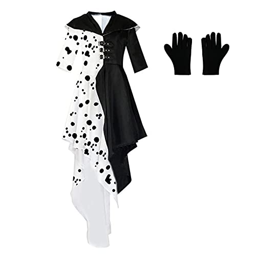 Black White Costume Dress with Gloves H297