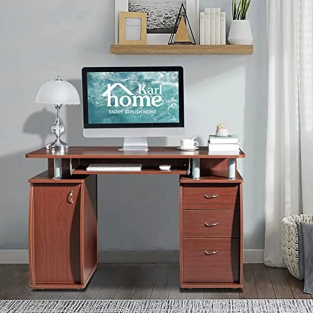 Computer Desk with Drawers & Cabinet Black D736