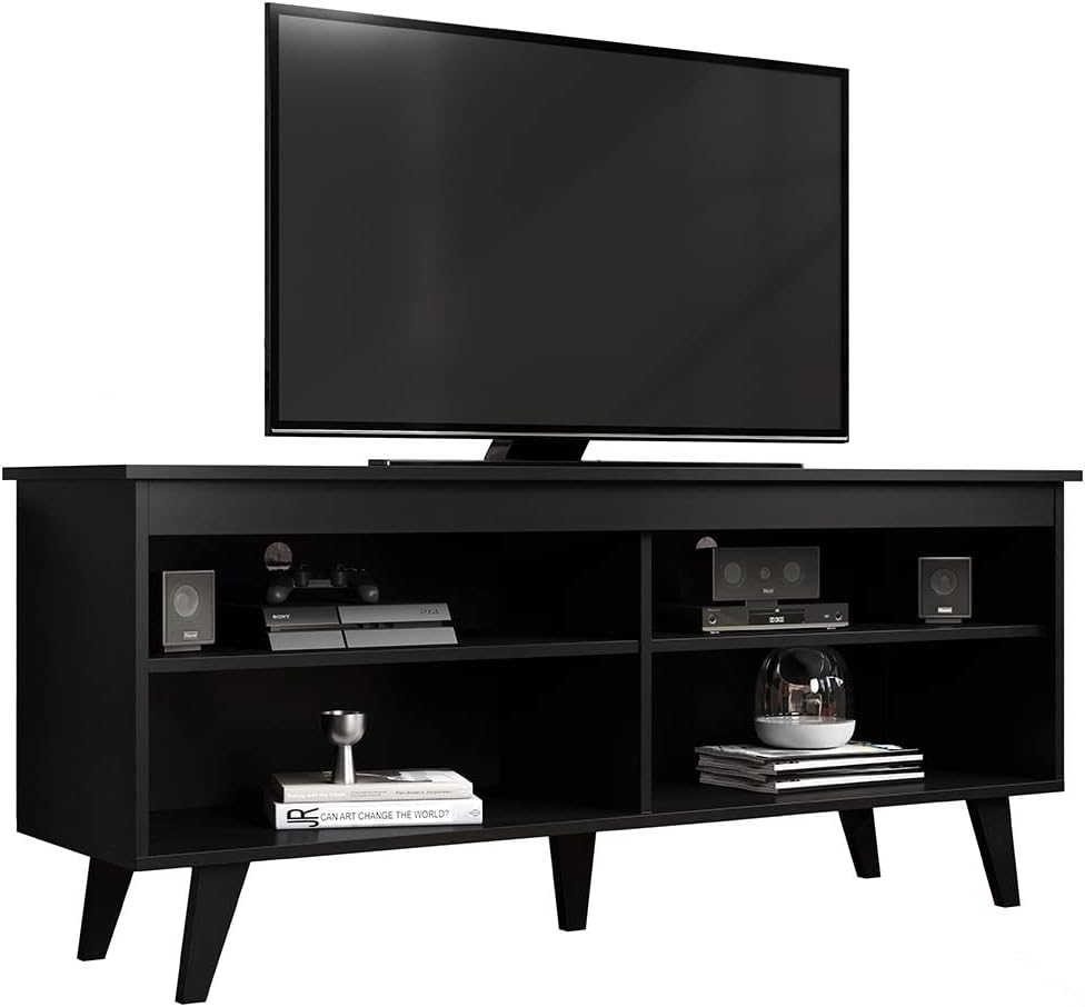 Black Wood TV Console Table with Storage N84314