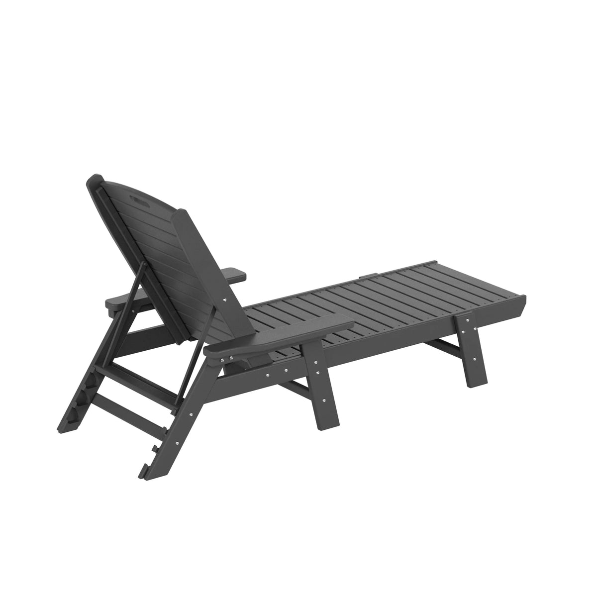 Gray 3-Piece Adirondack Chaise Lounge with Side Table Set W294515