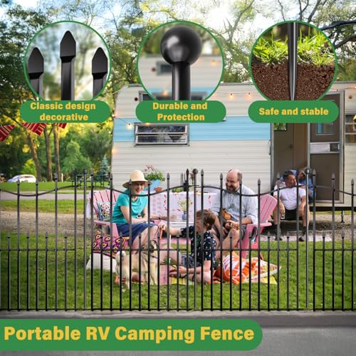 No Dig Decorative Garden Fence, 40in(H)×17.6ft(L) Heavy-Duty Rustproof Metal Panels H281325