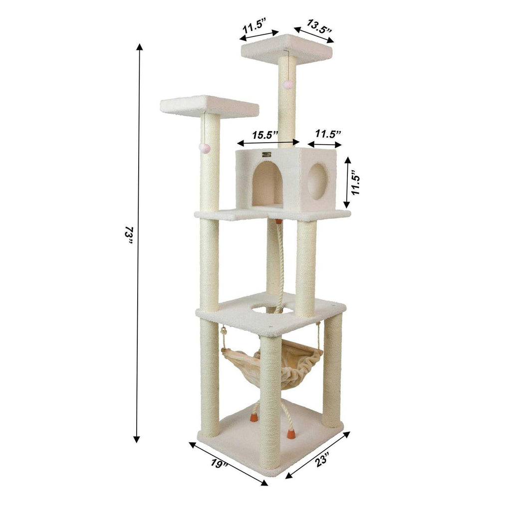 Ivory Wood Cat Tree H179