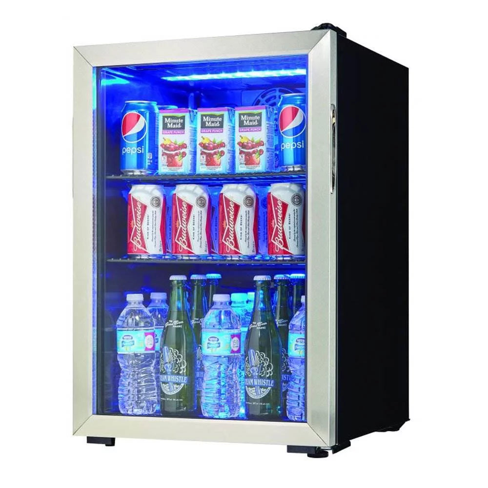 95 Can 2.6 Cu. Ft. Beverage Center Mini Fridge with Glass Door P836