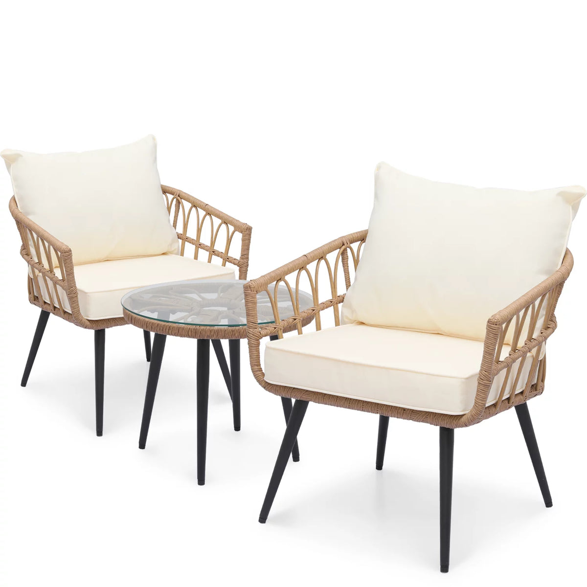 3 Pieces Outdoor Patio Furniture Rattan Wicker Table & Chairs Set U2080