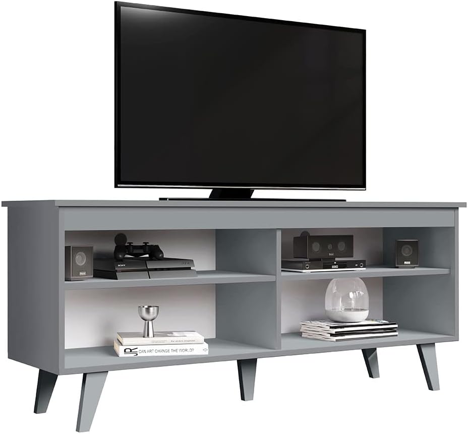 Black Wood TV Console Table with Storage N84314