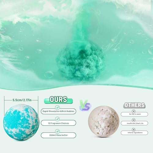 12 Pc Handmade Bath Bombs with Sea Salt Cocoa & Shea Butter F4390