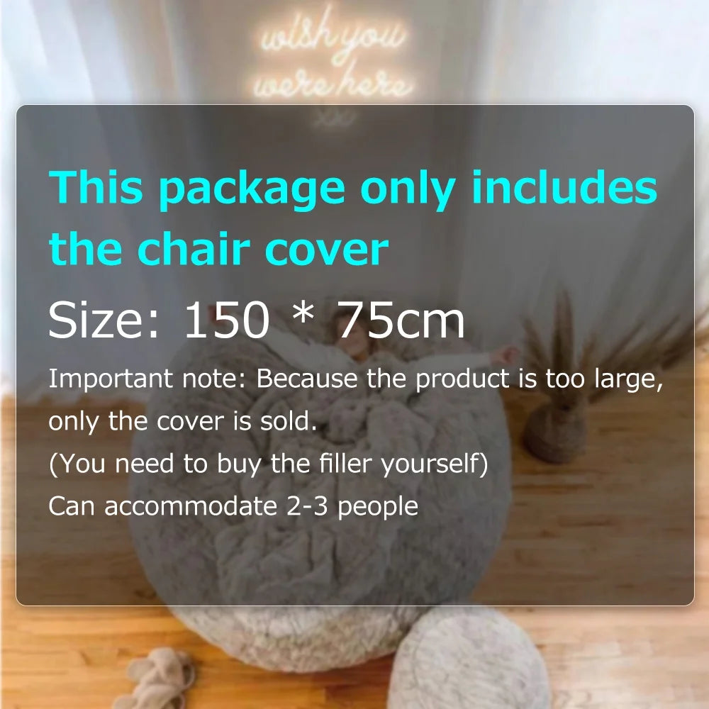Bean Bag Chair Cover Large Round Soft Fluffy V8286