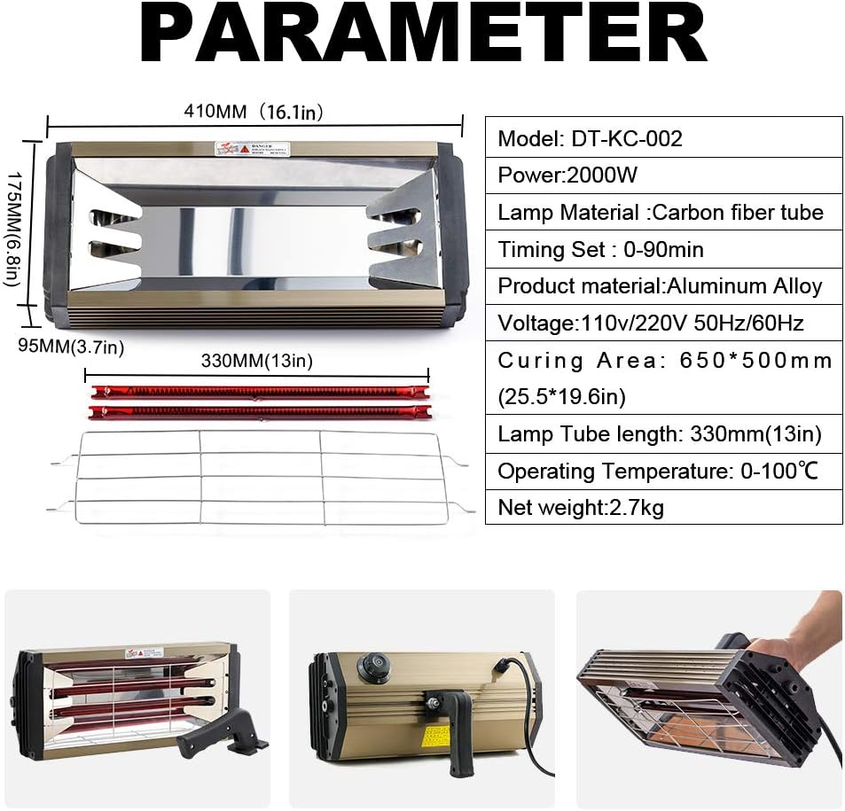 2000W Shortwave Infrared Paint Curing Lamp with Bracket G387