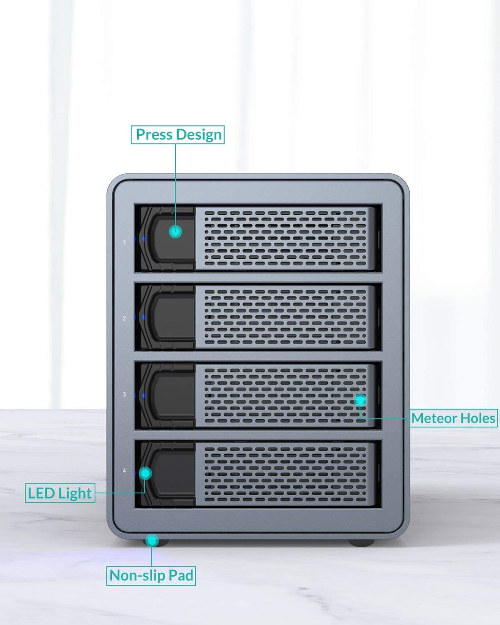 4 Bay Aluminum Alloy 2.5/3.5 Hard Drive Enclosure L14049
