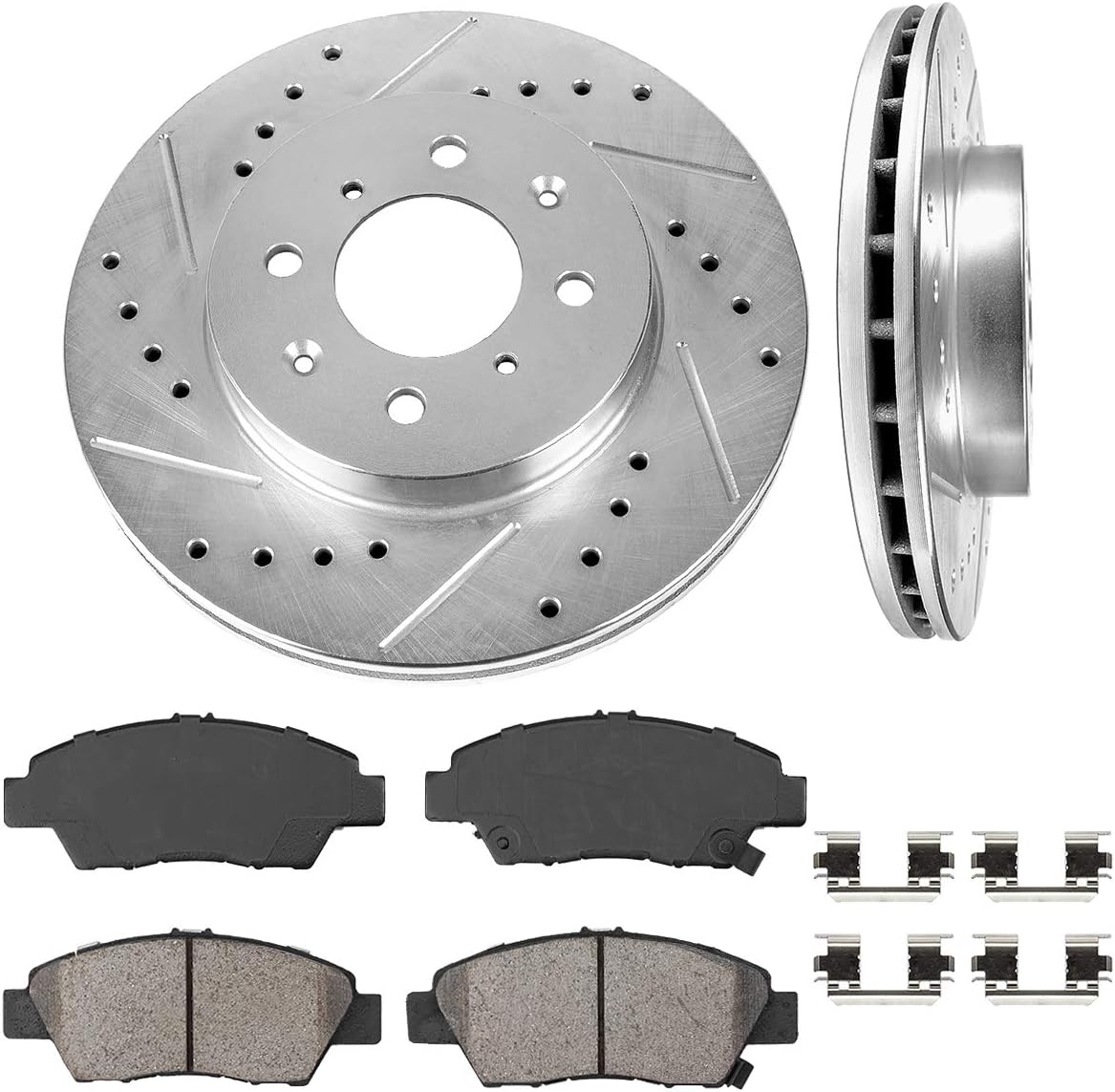 262mm 4 Lug Front Rotors + Ceramic Pads + Clips I736053