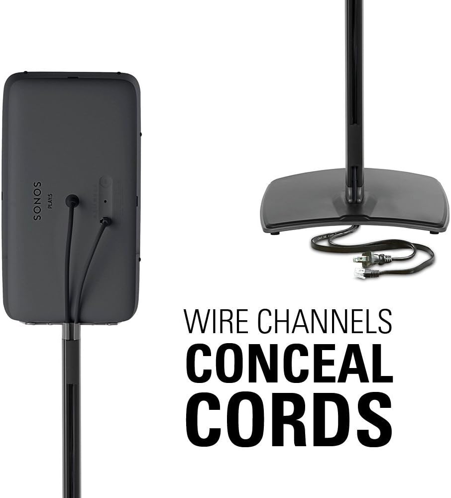 Black Wireless Speaker Stand with Cable Management R93041