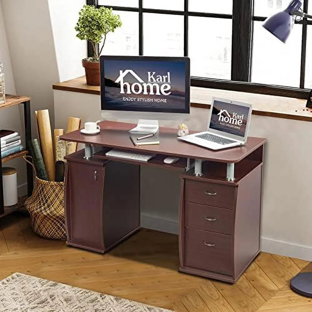 Computer Desk with Drawers & Cabinet Black D736