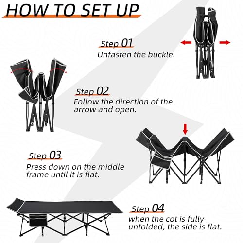 32" Extra Wide Heavy Duty Portable Camping Cot with Thick Mattress L156