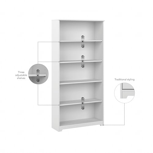 Tall 5 Shelf White Bookcase D54954