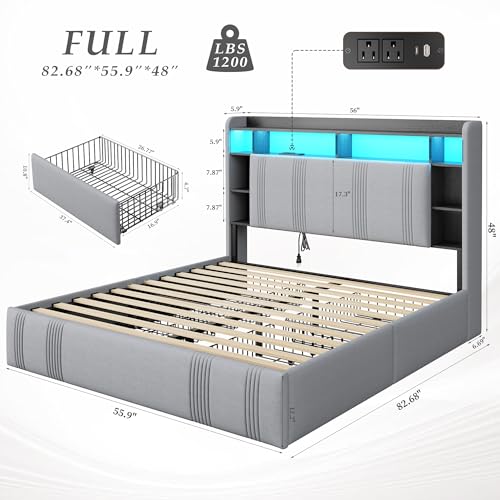 King Size Upholstered Platform Bed Frame with 4 Storage Drawers W65390