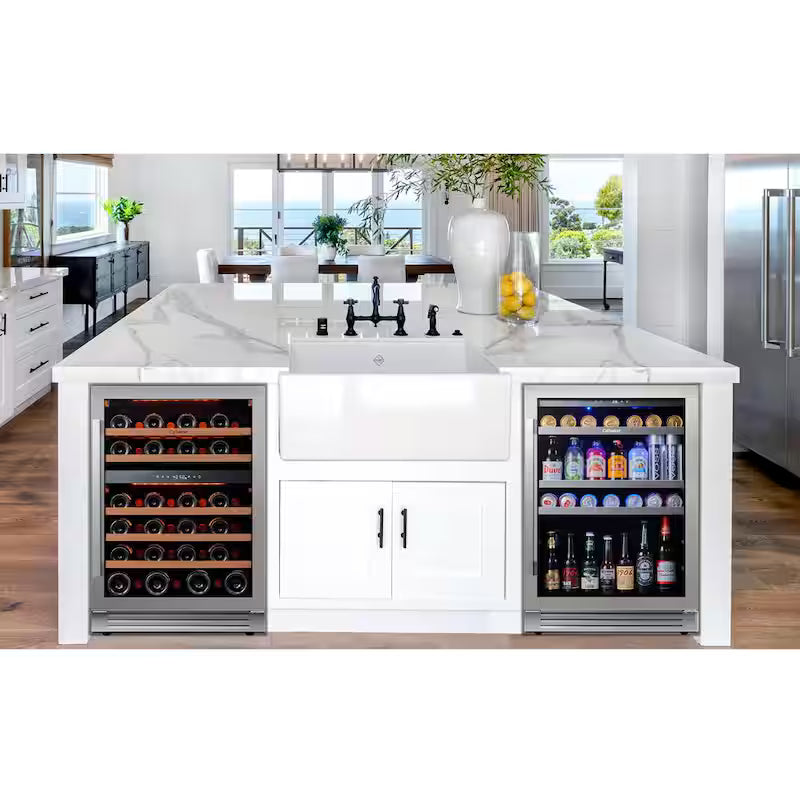 46-Wine Bottles and 220-Cans Beverage and Wine Cooler Side-by-Side Refrigerator in Black L21803
