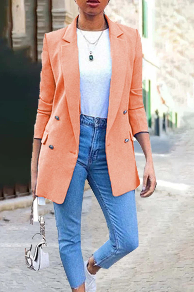 Solid Patchwork Turndown Collar Outerwear F453