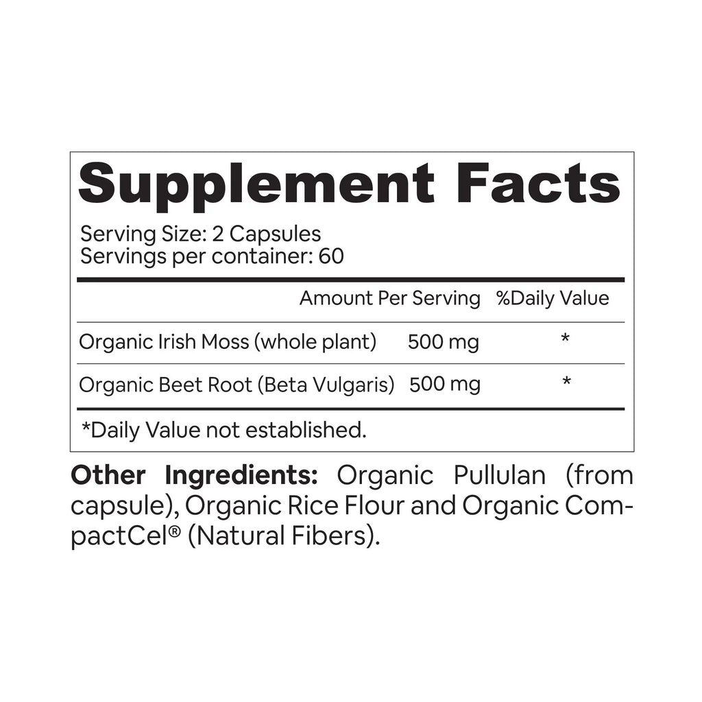 Organic Sea Moss with Beet Root Capsules P1064