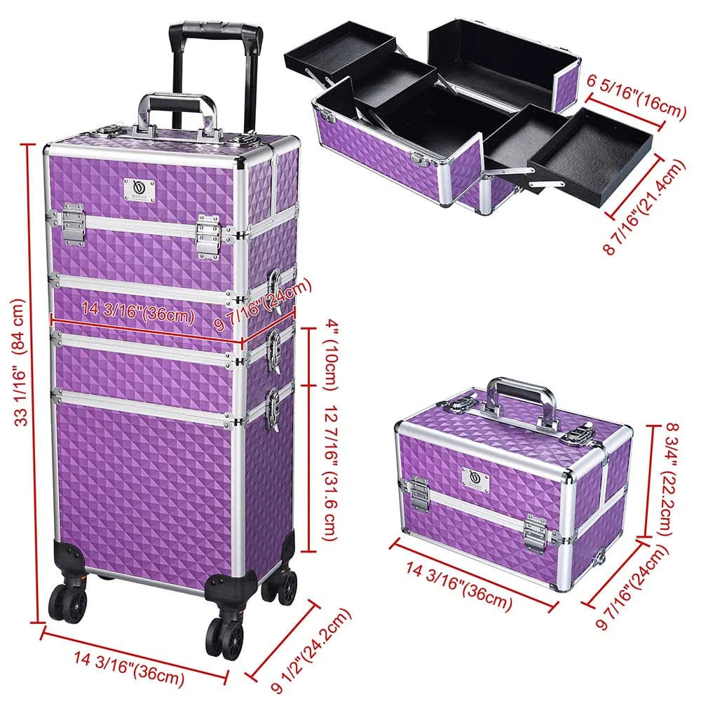 Purple Rolling Makeup Case Organizer O7254