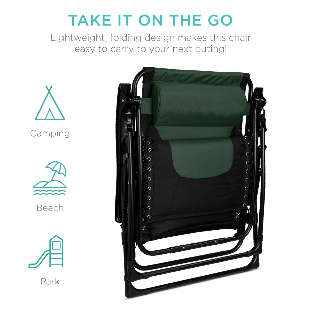 Oversized Padded Zero Gravity Folding Outdoor Recliner Q70224