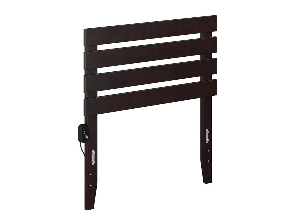 Espresso Twin Wood Panel Headboard with 2 USB Ports Y598