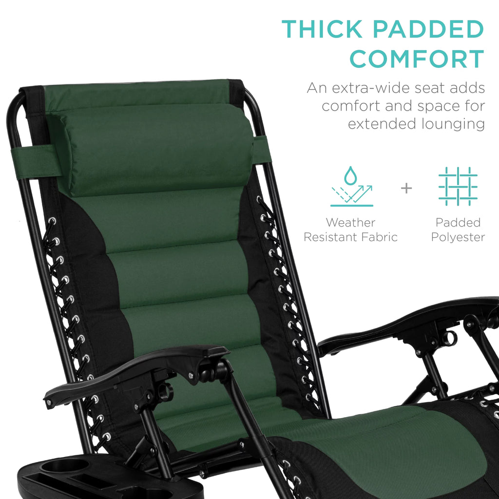 Oversized Padded Zero Gravity Folding Outdoor Recliner Q70224