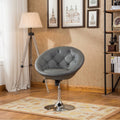 Grey Bonded Leather Chrome Tufted Back Tilt Swivel Accent Chair R568609