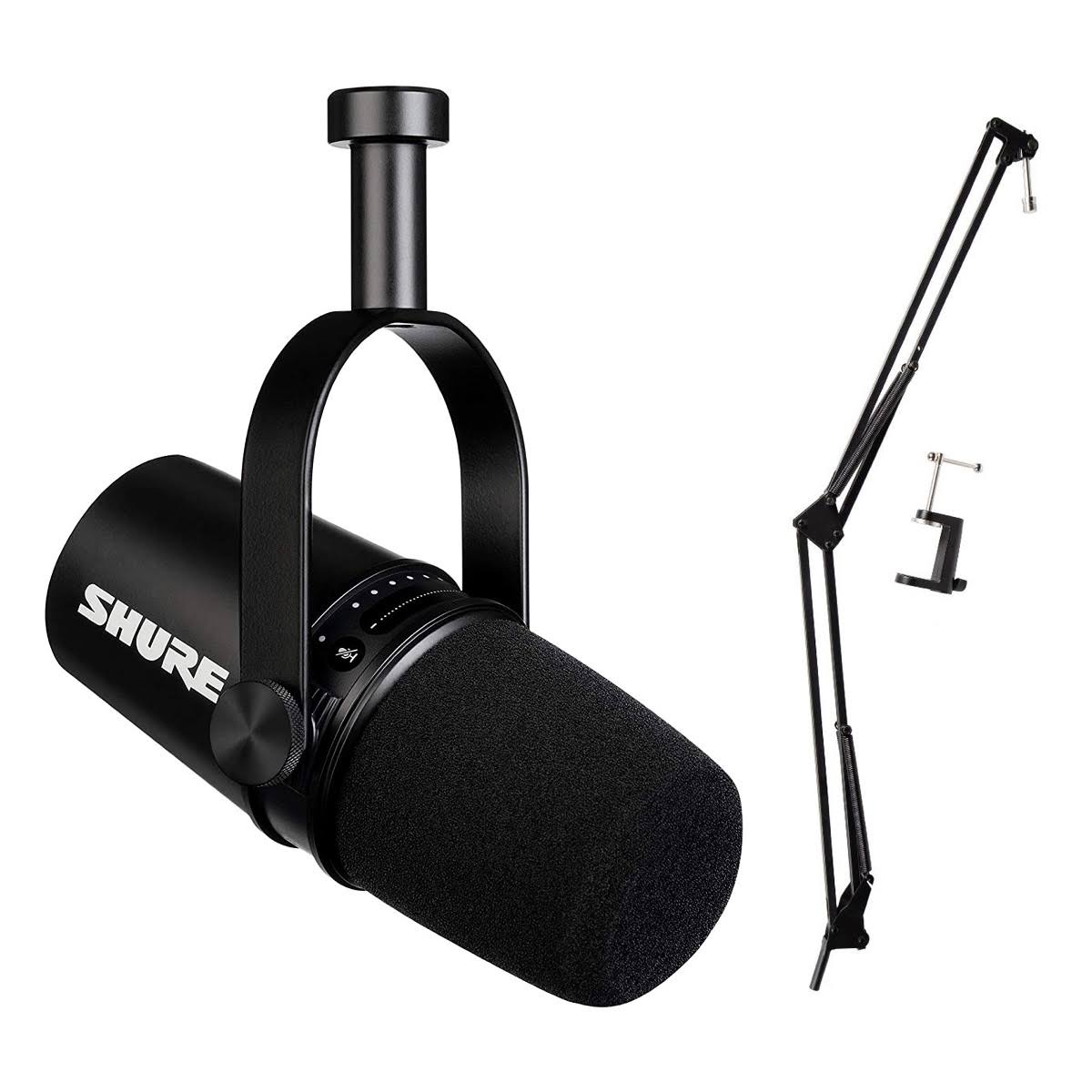 Black Podcast Microphone with Boom Arm I192600