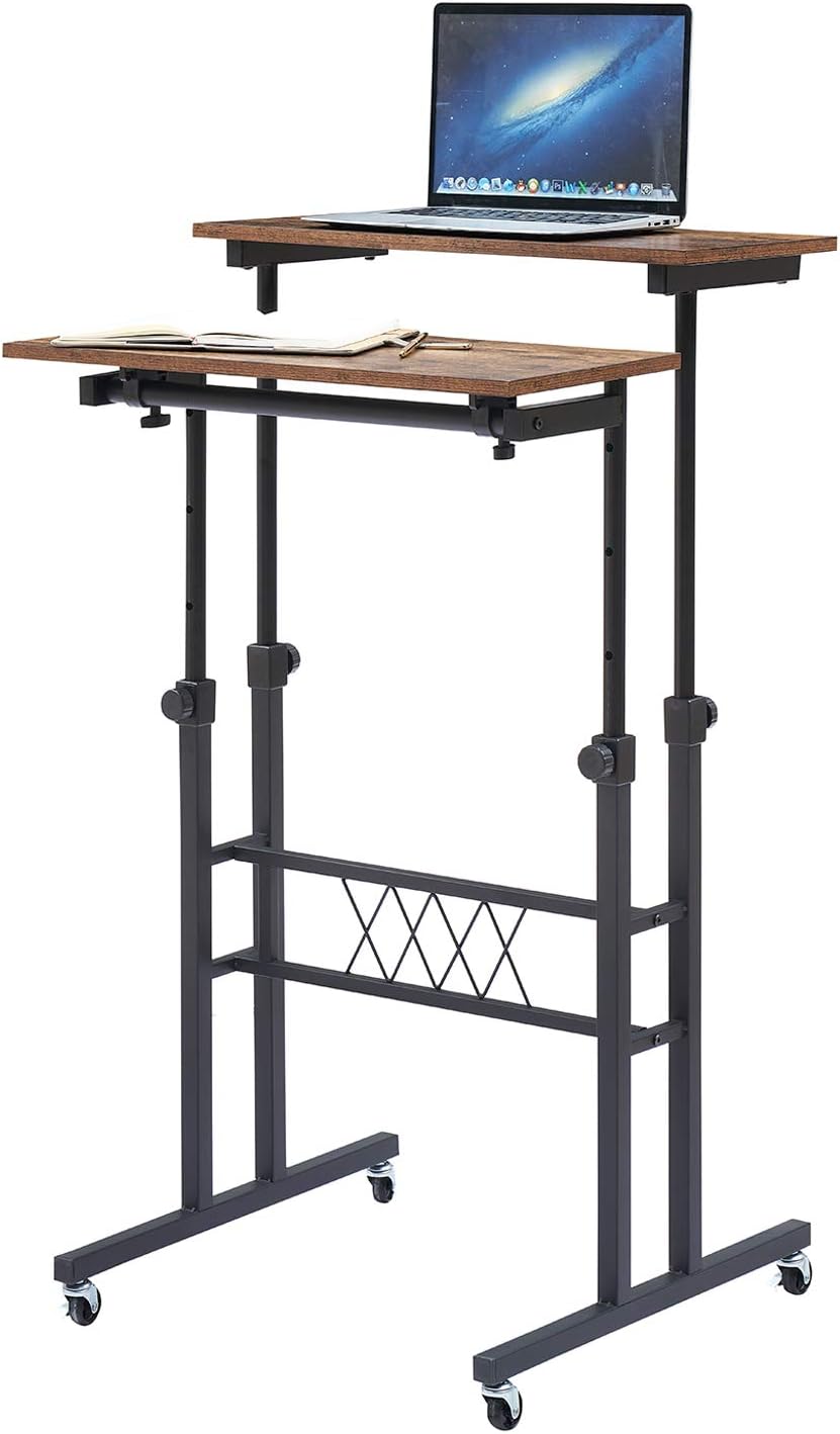 Black Wood Grain Adjustable Height Standing Desk M897772