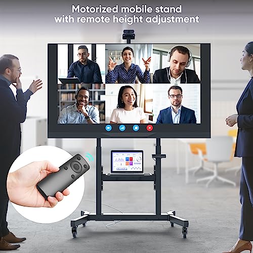 Motorized TV Stand on Wheels for 50-100 Inch TVs, up to 286 lbs, Adjustable Height Black N666