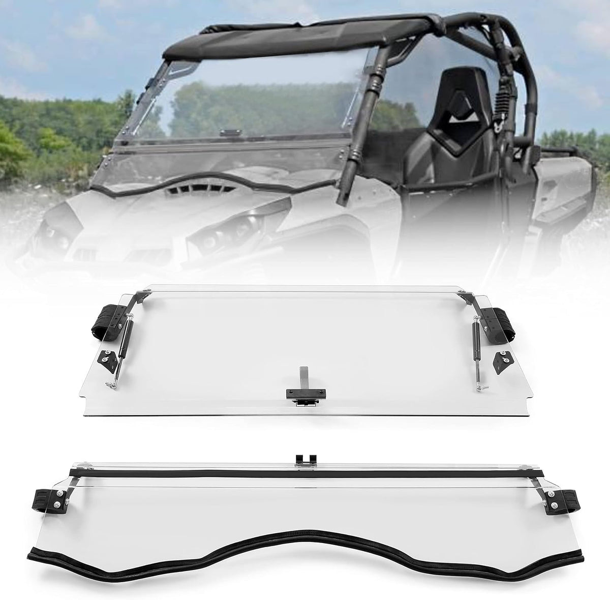Clear Scratch Resistant 3-IN-1 Folding Windshield Y65634