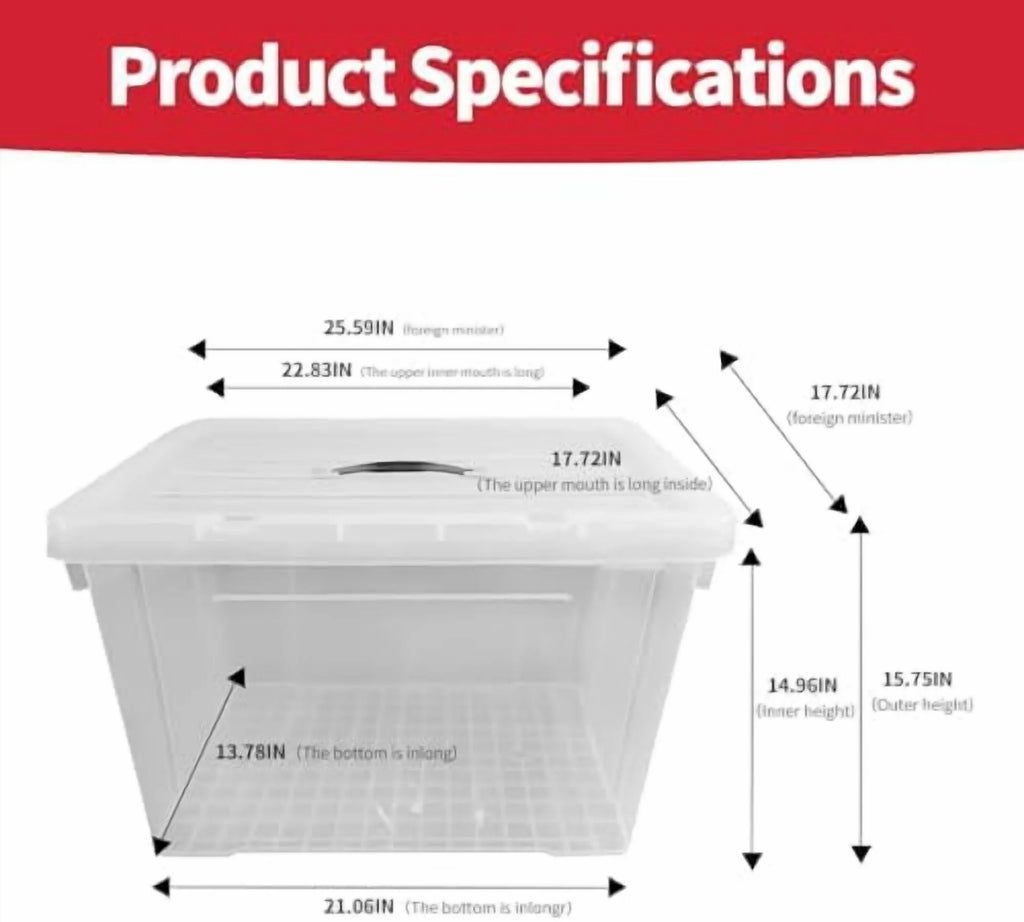 100 Quart 4-Pack Clear Plastic Storage Bins with Lids S85596