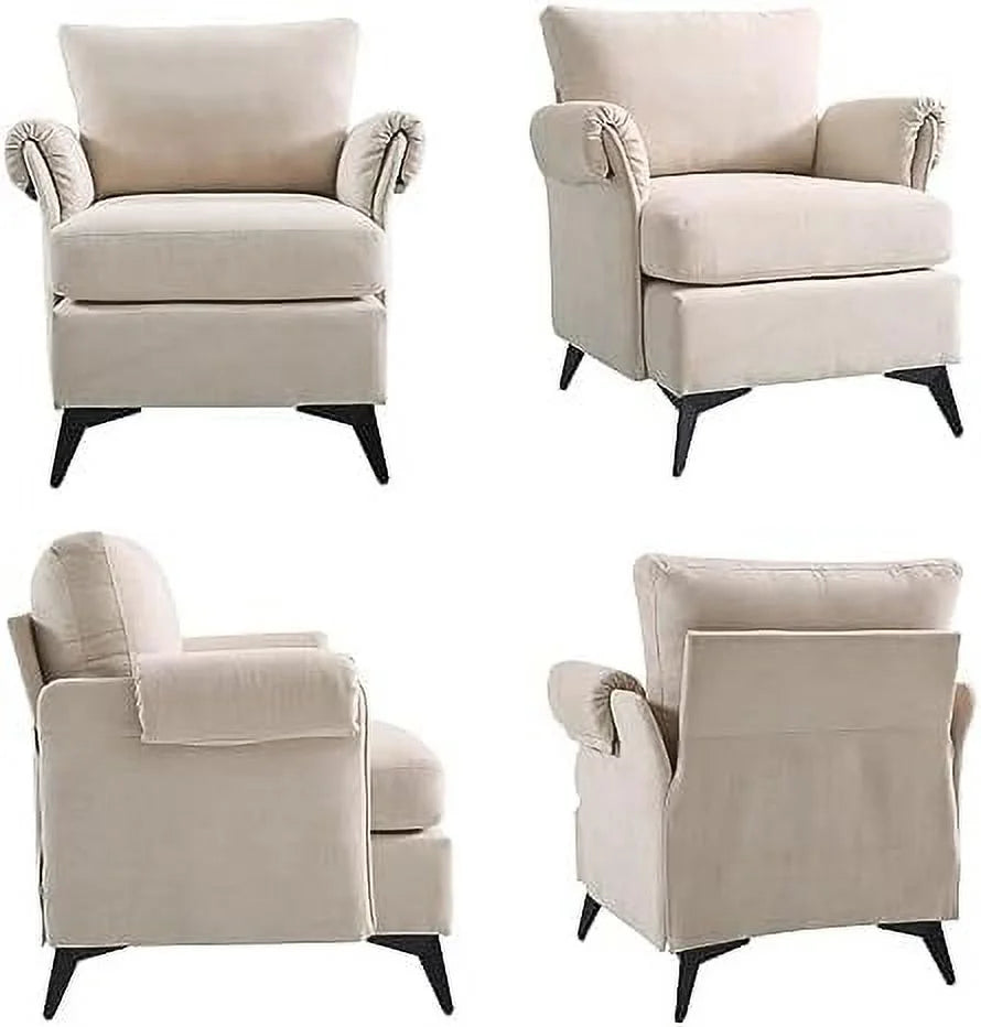 Linen Fabric Accent Chair with Metal Legs Y2408