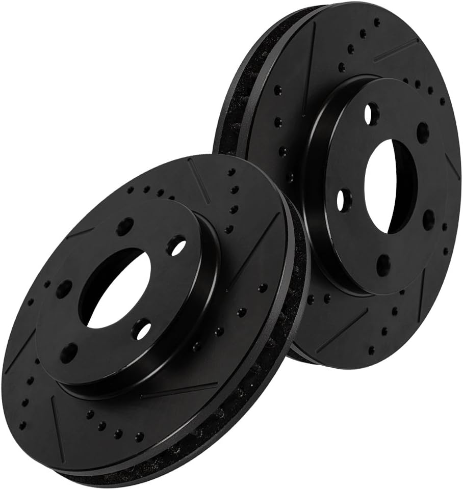 Black Drill Slot 5 Lug Brake Rotors I8179