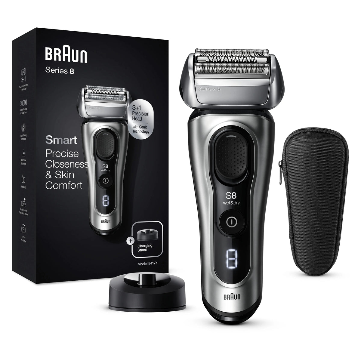 Rechargeable Wet Dry Electric Shaver with Beard Trimmer E489